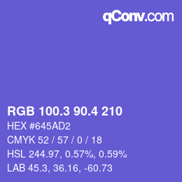 カラーコード: RGB 100.3 90.4 210 | qconv.com