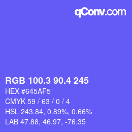 カラーコード: RGB 100.3 90.4 245 | qconv.com