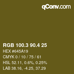 カラーコード: RGB 100.3 90.4 25 | qconv.com