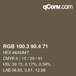 カラーコード: RGB 100.3 90.4 71 | qconv.com