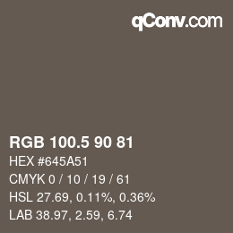Farbcode: RGB 100.5 90 81 | qconv.com