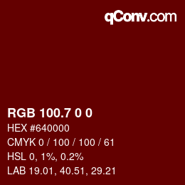 カラーコード: RGB 100.7 0 0 | qconv.com
