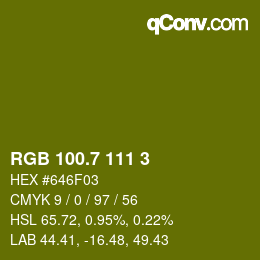 カラーコード: RGB 100.7 111 3 | qconv.com