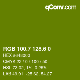 カラーコード: RGB 100.7 128.6 0 | qconv.com