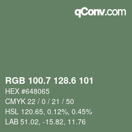 カラーコード: RGB 100.7 128.6 101 | qconv.com