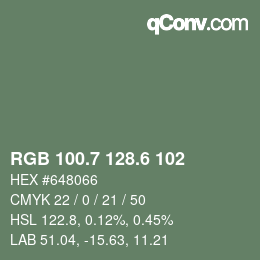 カラーコード: RGB 100.7 128.6 102 | qconv.com