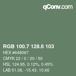 カラーコード: RGB 100.7 128.6 103 | qconv.com