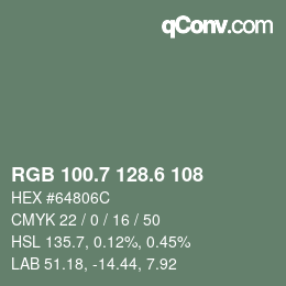 カラーコード: RGB 100.7 128.6 108 | qconv.com