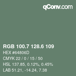 カラーコード: RGB 100.7 128.6 109 | qconv.com