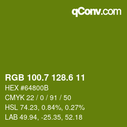 カラーコード: RGB 100.7 128.6 11 | qconv.com