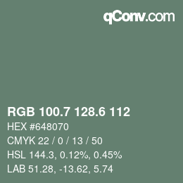 カラーコード: RGB 100.7 128.6 112 | qconv.com