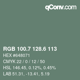 カラーコード: RGB 100.7 128.6 113 | qconv.com