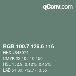 カラーコード: RGB 100.7 128.6 116 | qconv.com