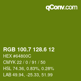 カラーコード: RGB 100.7 128.6 12 | qconv.com