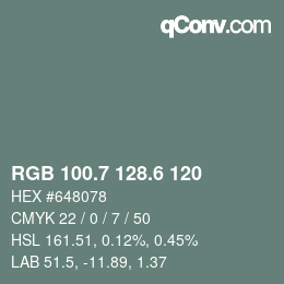 カラーコード: RGB 100.7 128.6 120 | qconv.com