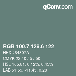 カラーコード: RGB 100.7 128.6 122 | qconv.com