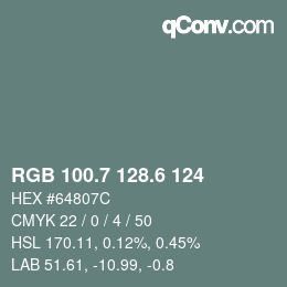 カラーコード: RGB 100.7 128.6 124 | qconv.com