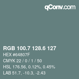 カラーコード: RGB 100.7 128.6 127 | qconv.com