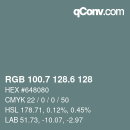 カラーコード: RGB 100.7 128.6 128 | qconv.com