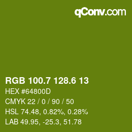 カラーコード: RGB 100.7 128.6 13 | qconv.com
