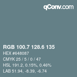 カラーコード: RGB 100.7 128.6 135 | qconv.com