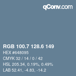 カラーコード: RGB 100.7 128.6 149 | qconv.com