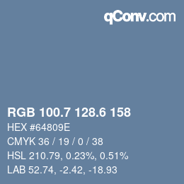カラーコード: RGB 100.7 128.6 158 | qconv.com