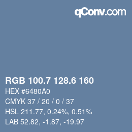 カラーコード: RGB 100.7 128.6 160 | qconv.com