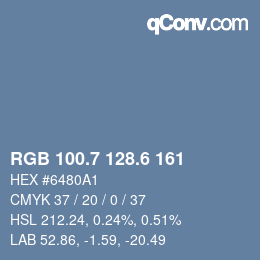 カラーコード: RGB 100.7 128.6 161 | qconv.com