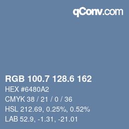 カラーコード: RGB 100.7 128.6 162 | qconv.com