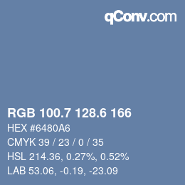 カラーコード: RGB 100.7 128.6 166 | qconv.com