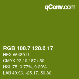 カラーコード: RGB 100.7 128.6 17 | qconv.com