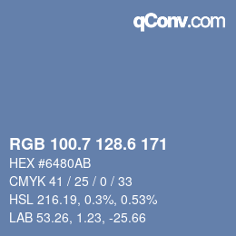 カラーコード: RGB 100.7 128.6 171 | qconv.com