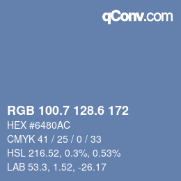 カラーコード: RGB 100.7 128.6 172 | qconv.com