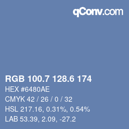 カラーコード: RGB 100.7 128.6 174 | qconv.com