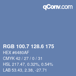 カラーコード: RGB 100.7 128.6 175 | qconv.com