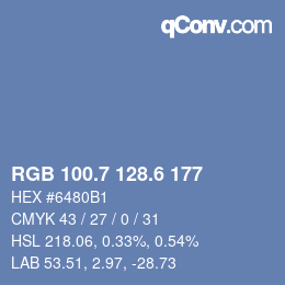 カラーコード: RGB 100.7 128.6 177 | qconv.com