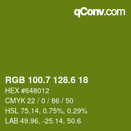 カラーコード: RGB 100.7 128.6 18 | qconv.com
