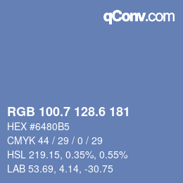 カラーコード: RGB 100.7 128.6 181 | qconv.com