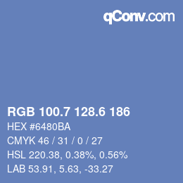 カラーコード: RGB 100.7 128.6 186 | qconv.com