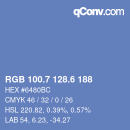 カラーコード: RGB 100.7 128.6 188 | qconv.com