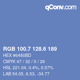 カラーコード: RGB 100.7 128.6 189 | qconv.com