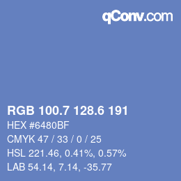 カラーコード: RGB 100.7 128.6 191 | qconv.com