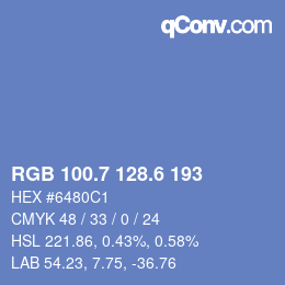 カラーコード: RGB 100.7 128.6 193 | qconv.com