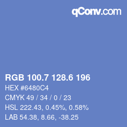 カラーコード: RGB 100.7 128.6 196 | qconv.com