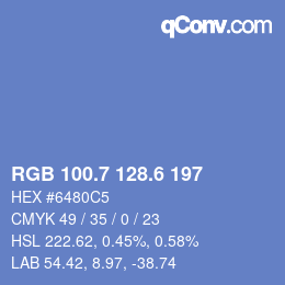 カラーコード: RGB 100.7 128.6 197 | qconv.com