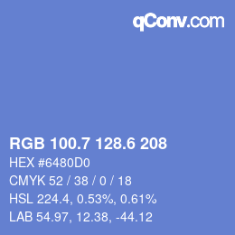 カラーコード: RGB 100.7 128.6 208 | qconv.com