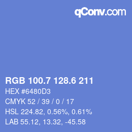 カラーコード: RGB 100.7 128.6 211 | qconv.com