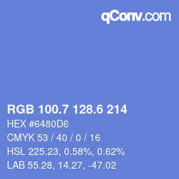 カラーコード: RGB 100.7 128.6 214 | qconv.com