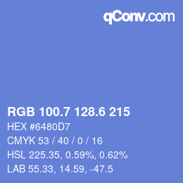 カラーコード: RGB 100.7 128.6 215 | qconv.com